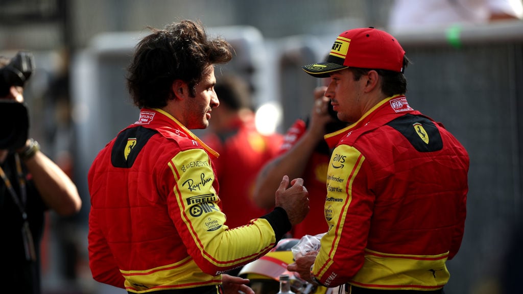 MONZA, ITALY - SEPTEMBER 02: Pole position qualifier Carlos Sainz of Spain and Ferrari and Third